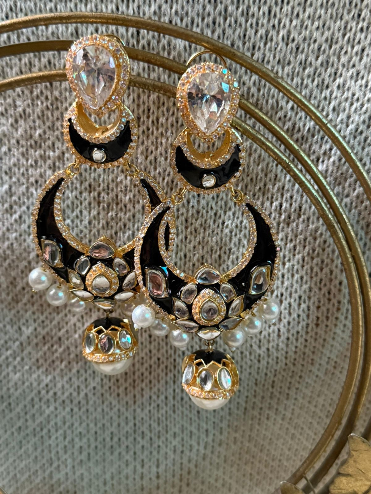 A Big Black Kundan Bali