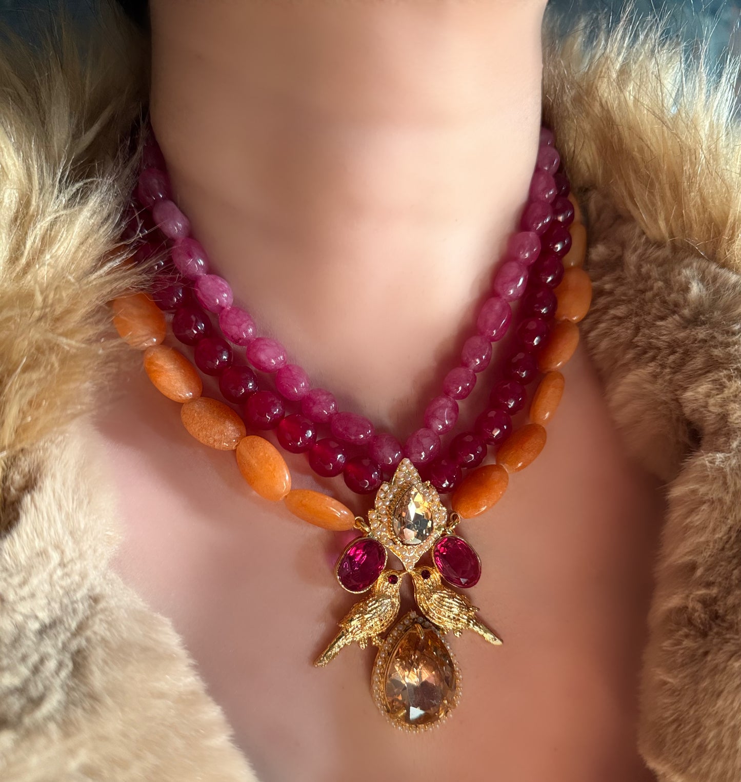 AB Orange & Ruby Necklace