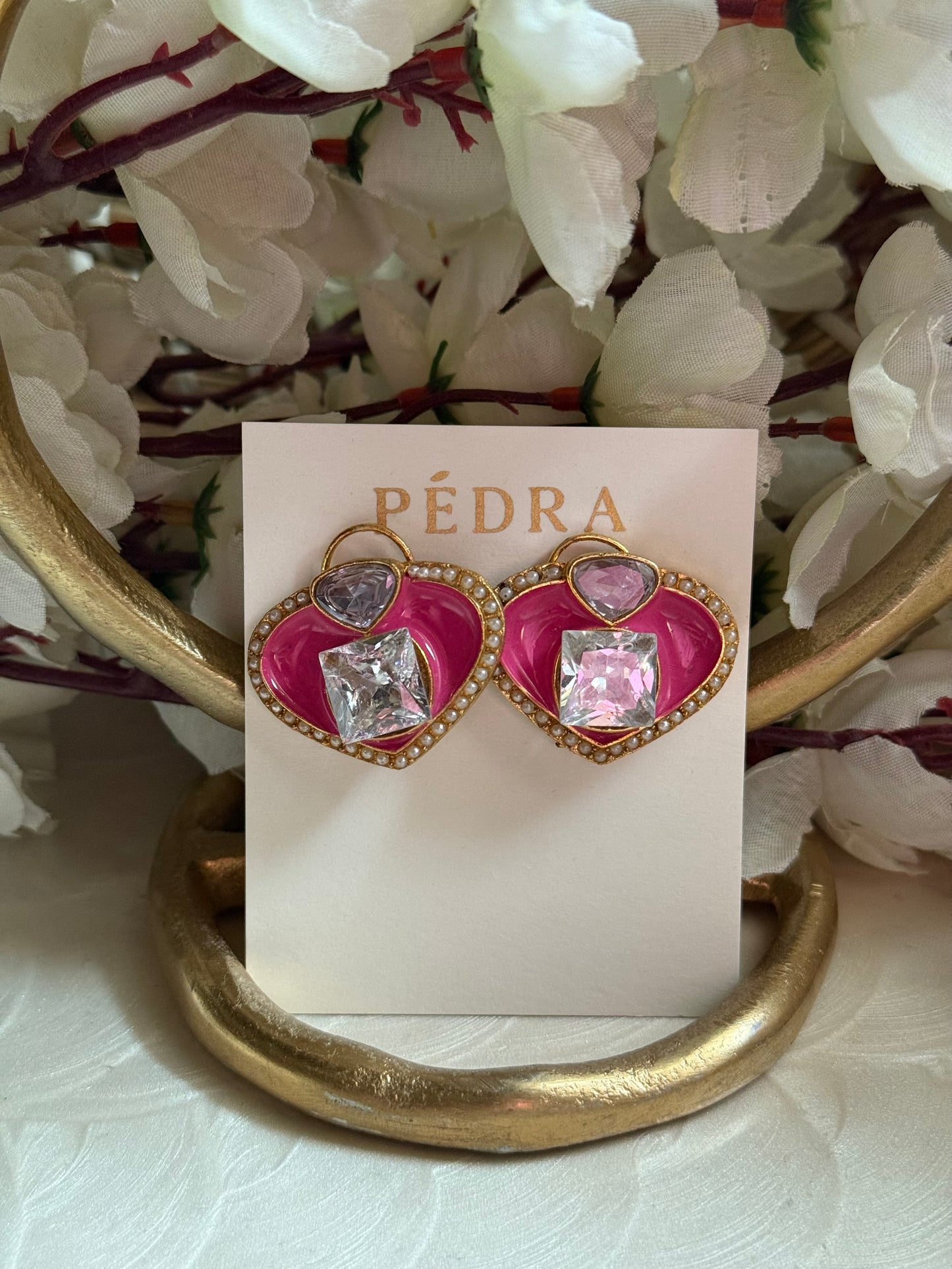 AB Pink Crystal Earrings