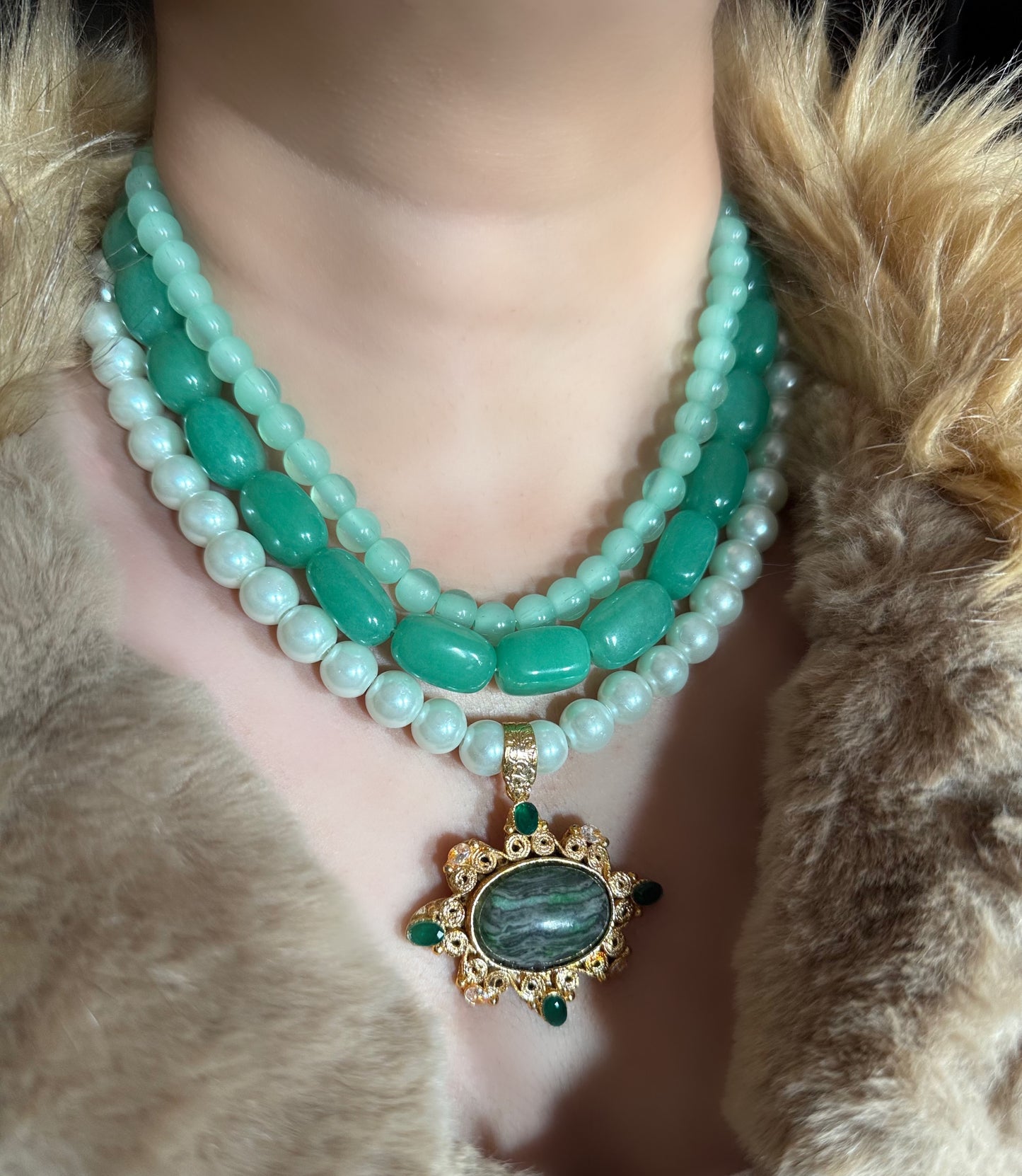 AB Mint Beads Necklace
