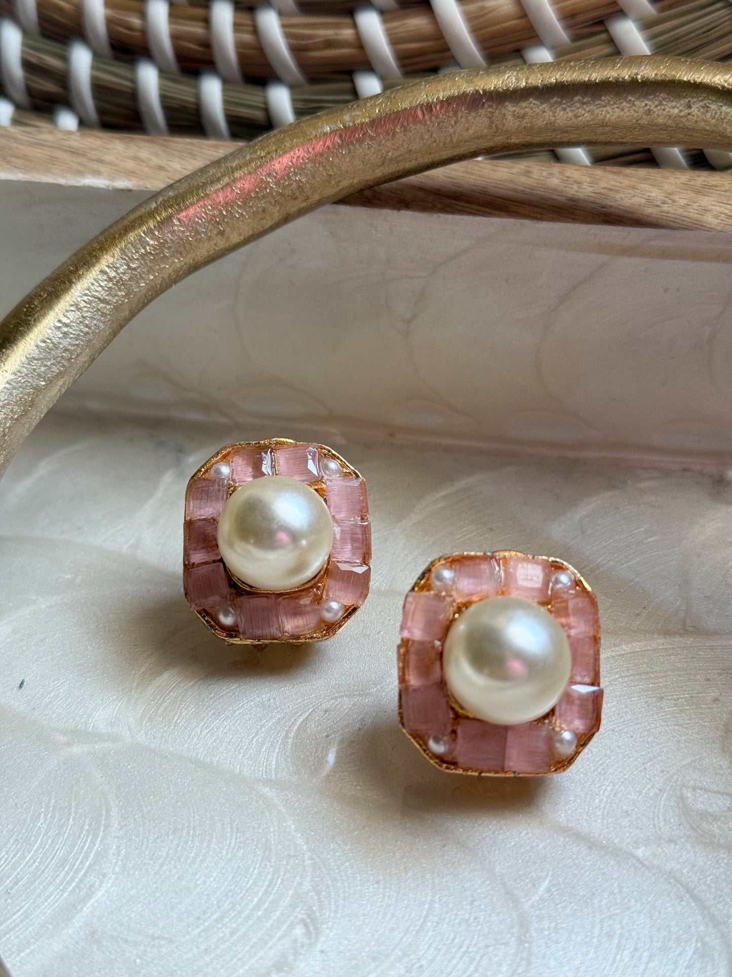 AB Pink Pearl Studs