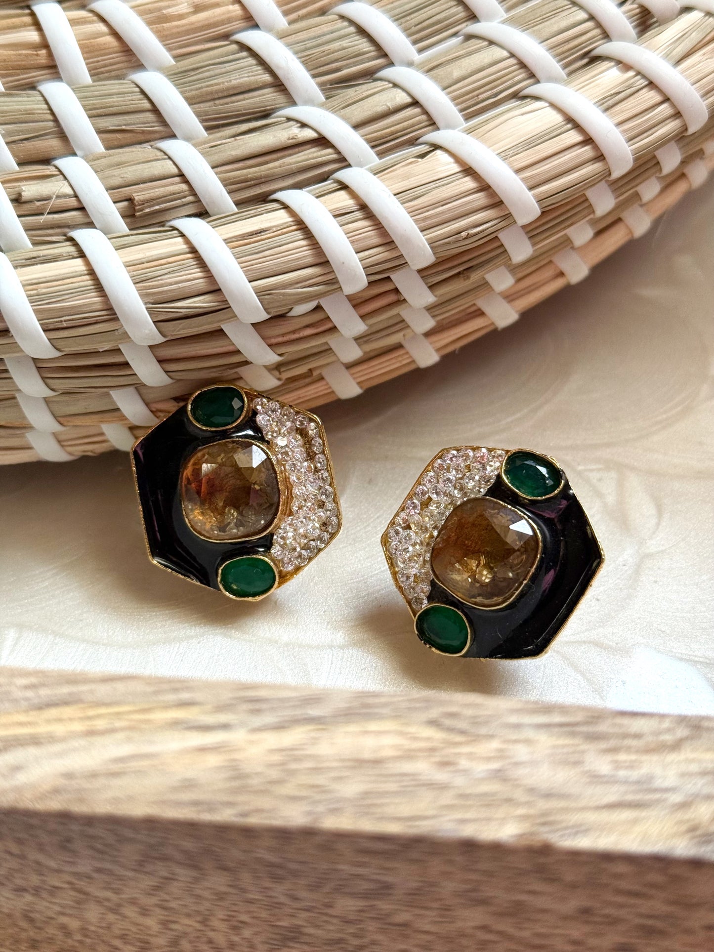 AB Black & Champagne Earrings
