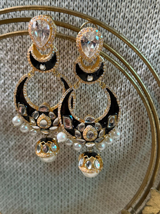 A Big Black Kundan Bali