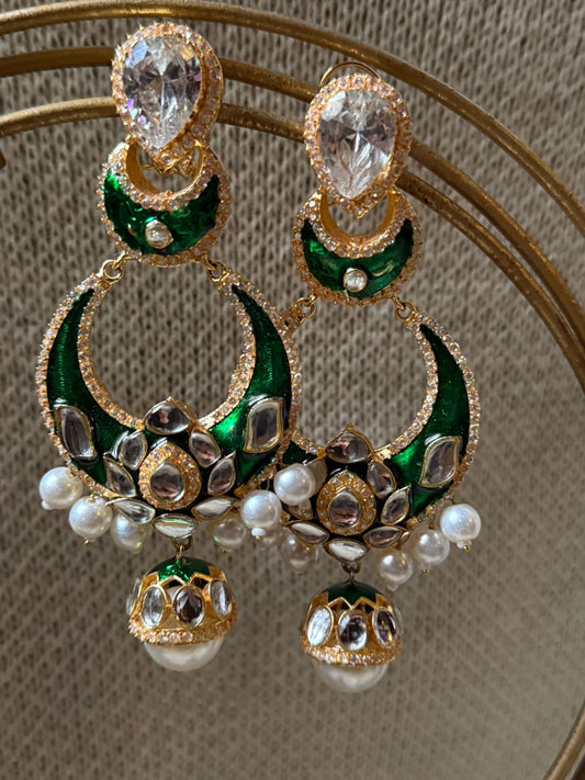 A Big Emerald Kundan Bali