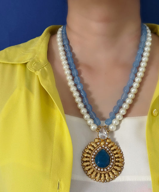 Aqua & Blue Long Necklace