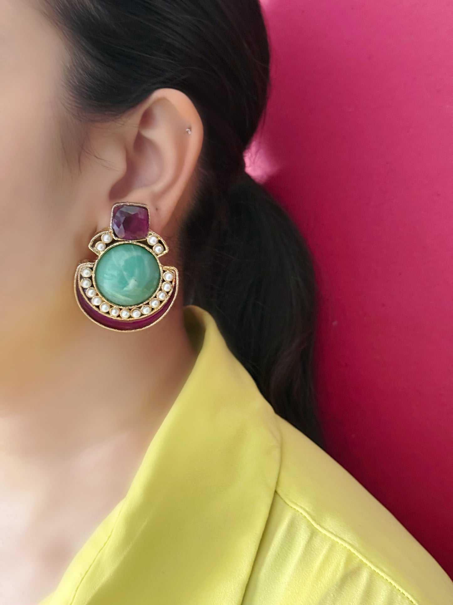 Mint & Magenta Earrings