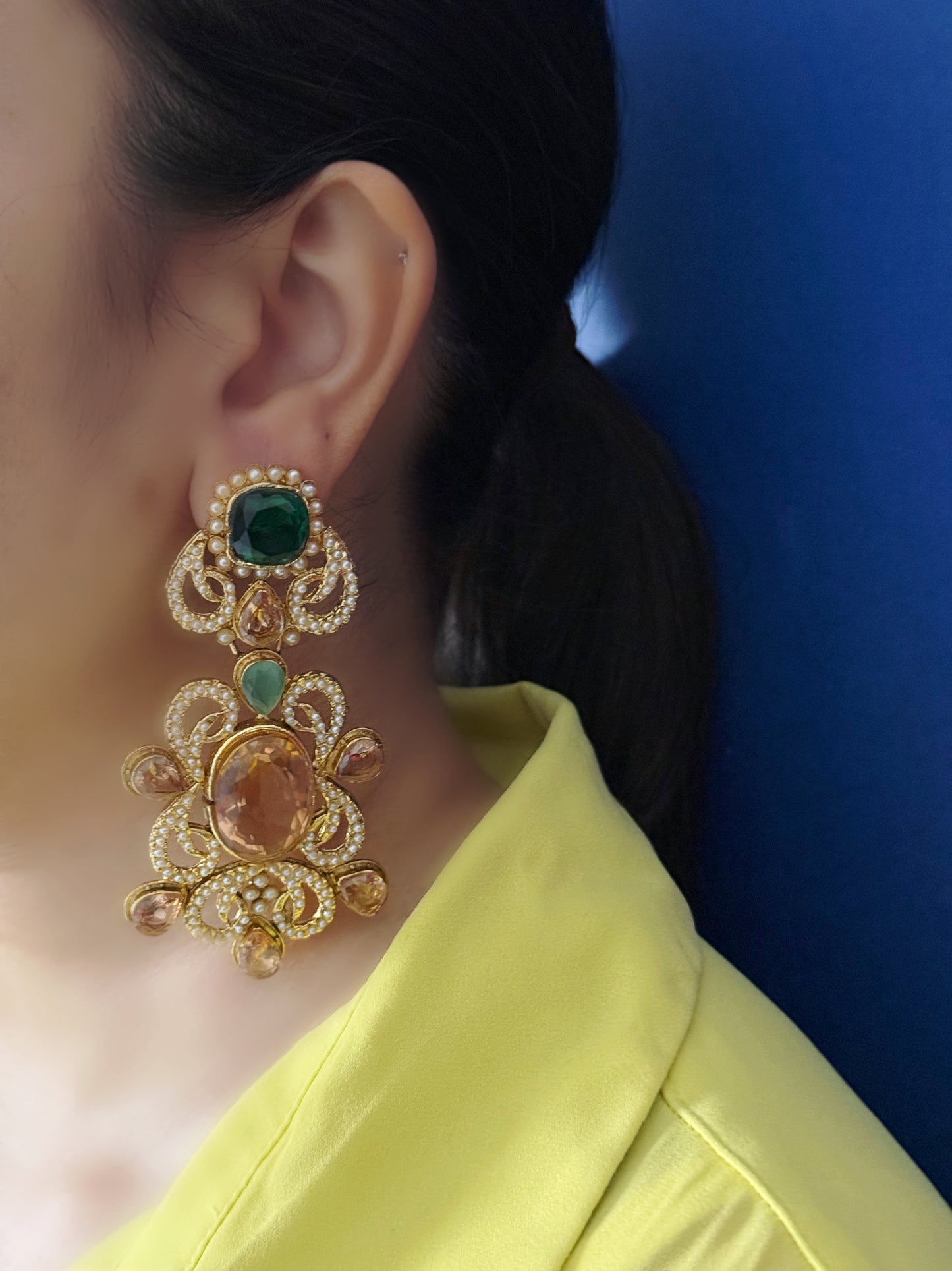 Green & Champagne Earrings