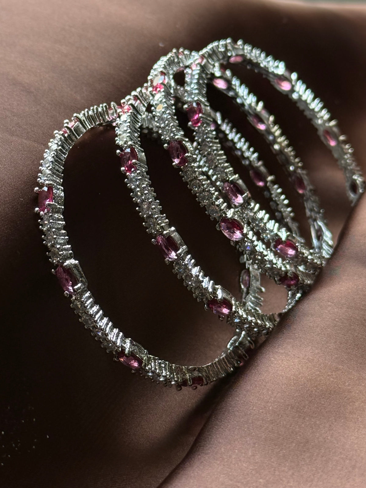 Fuchsia Crystal Link Bangle