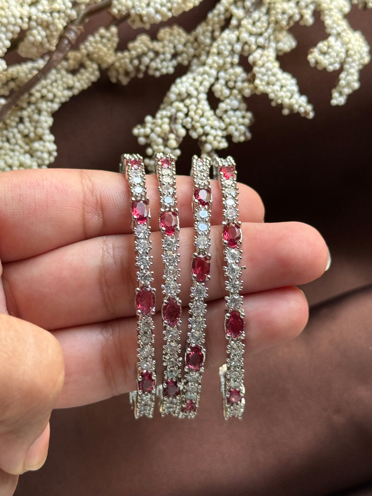 Fuchsia Crystal Link Bangle