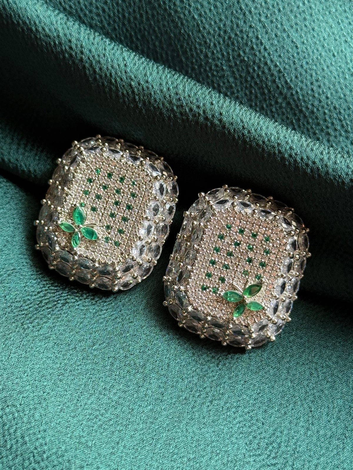 Emerald Floral Earrings
