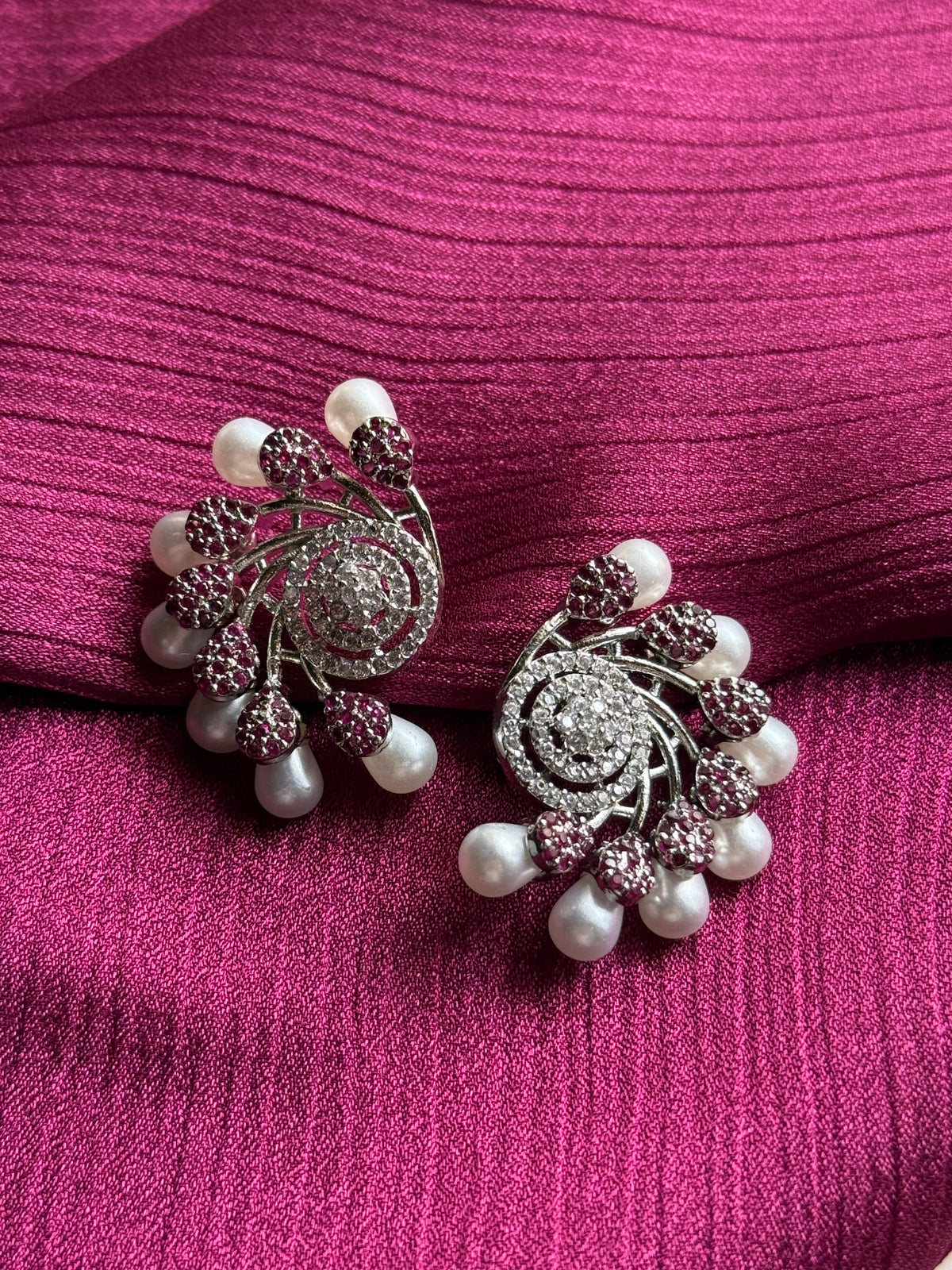 Fuchsia Bloom Crystal Earrings