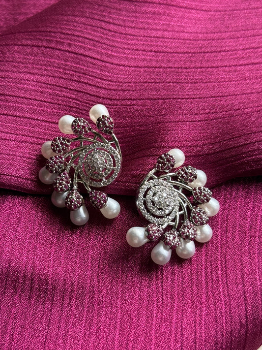 Fuchsia Bloom Crystal Earrings