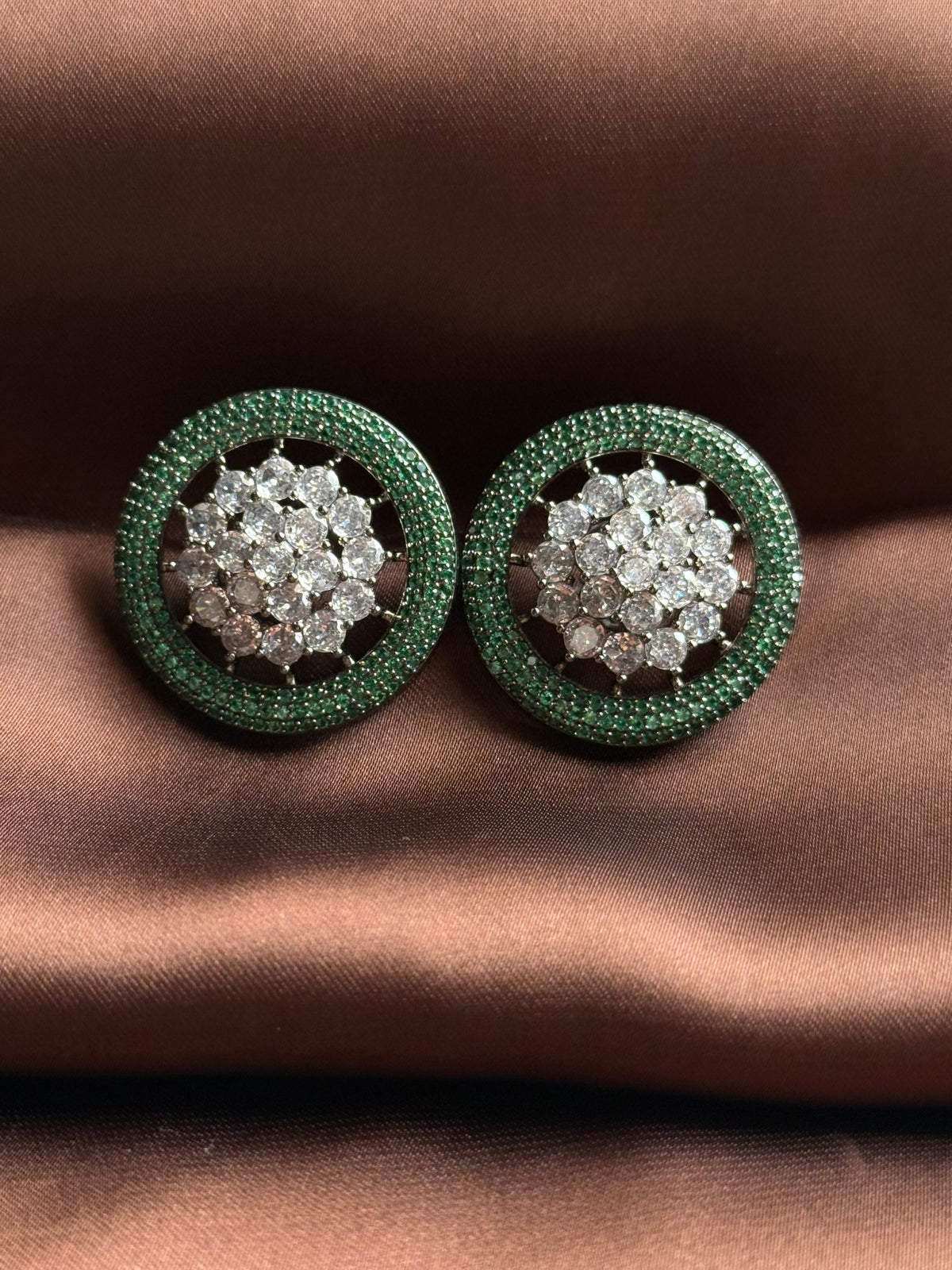 Emerald Crystal Circle Earrings