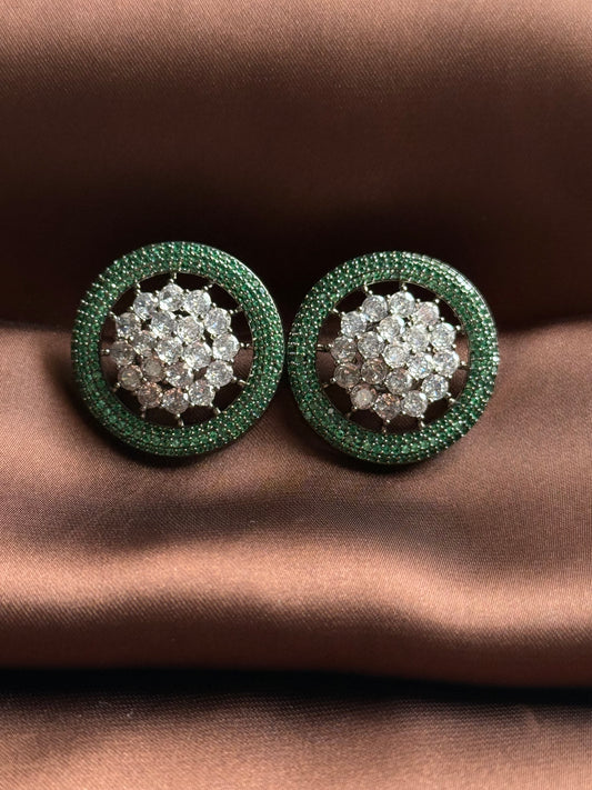 Emerald Crystal Circle Earrings