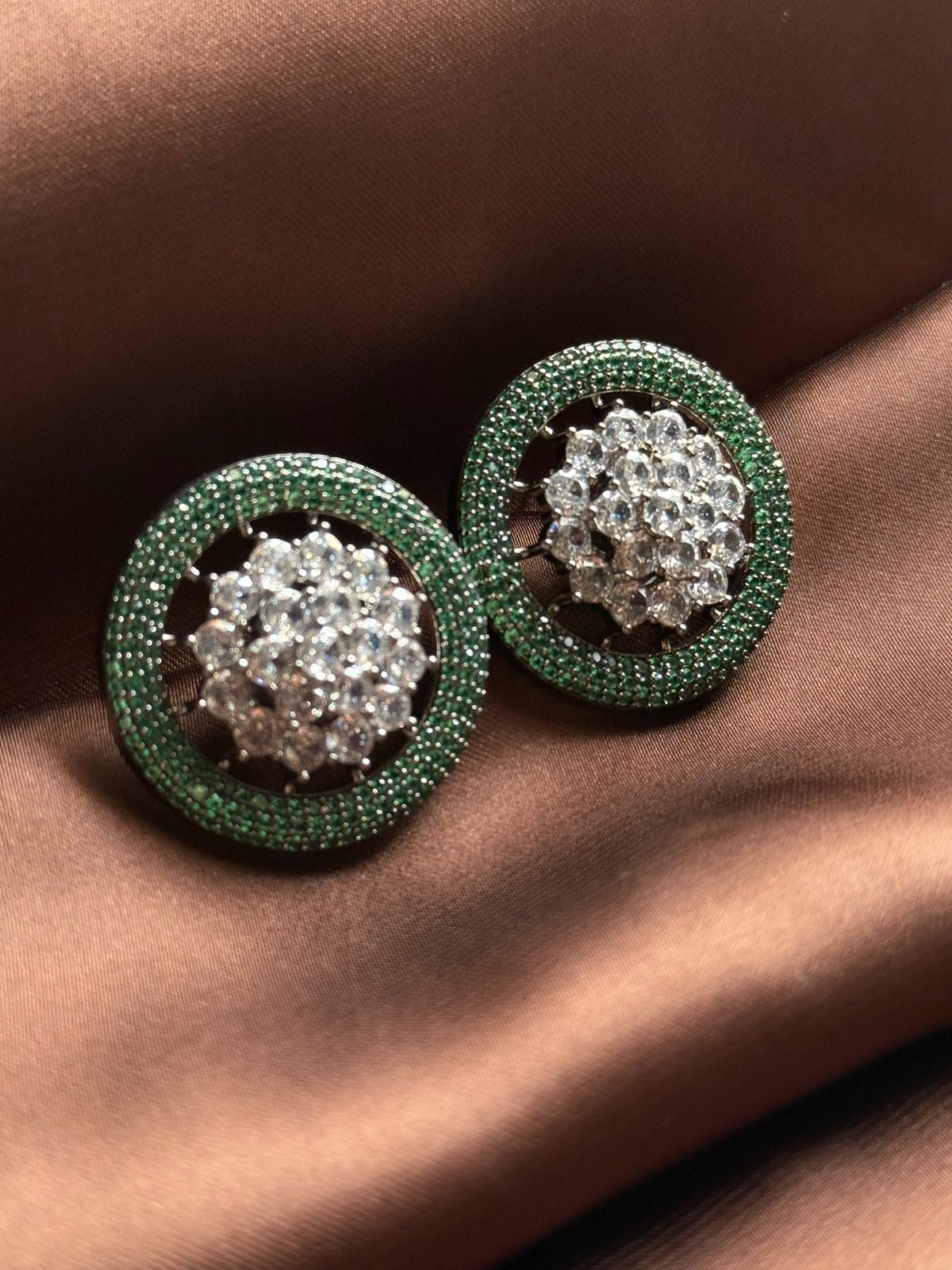 Emerald Crystal Circle Earrings