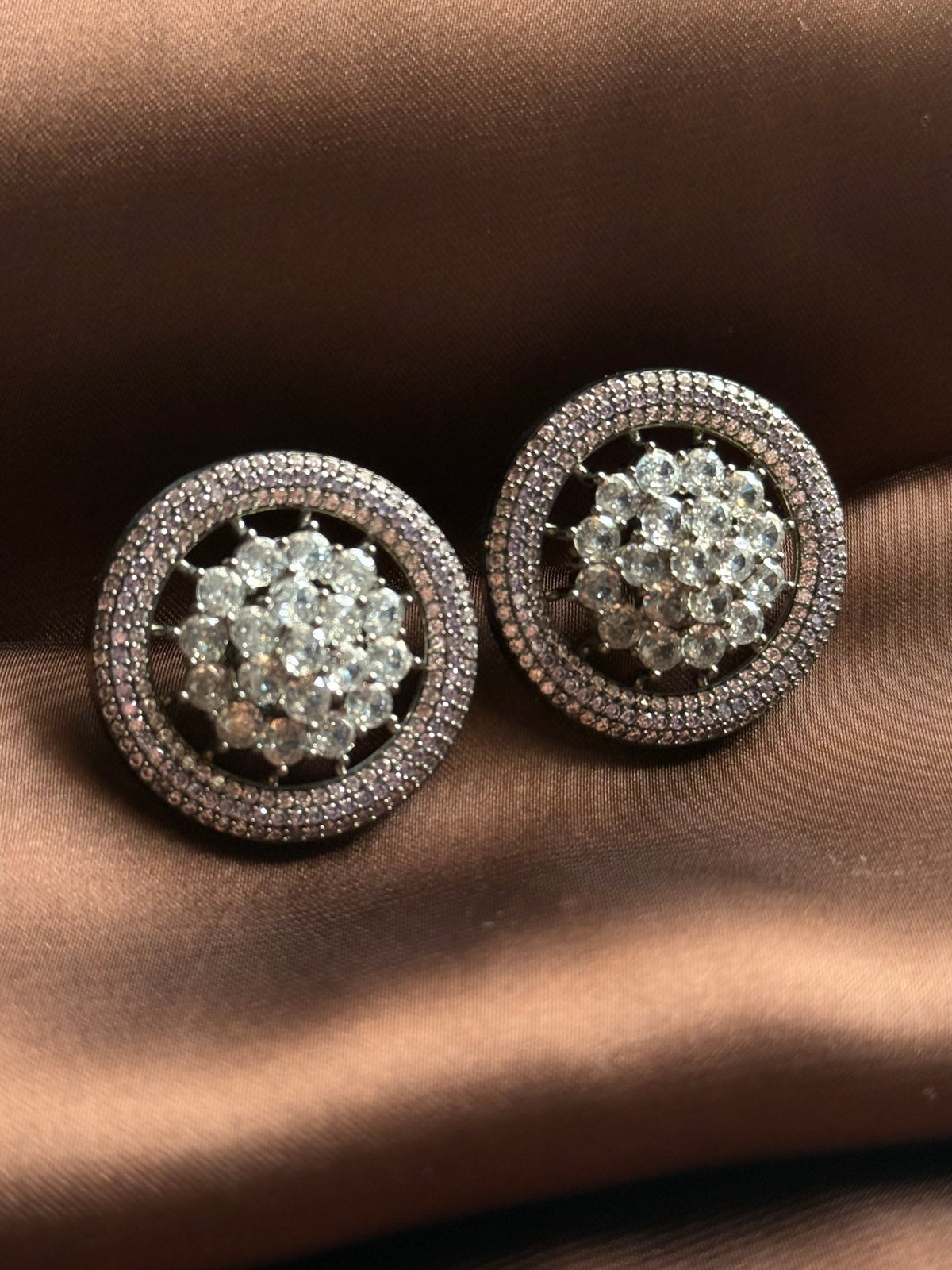 Lilac Crystal Circle Earrings