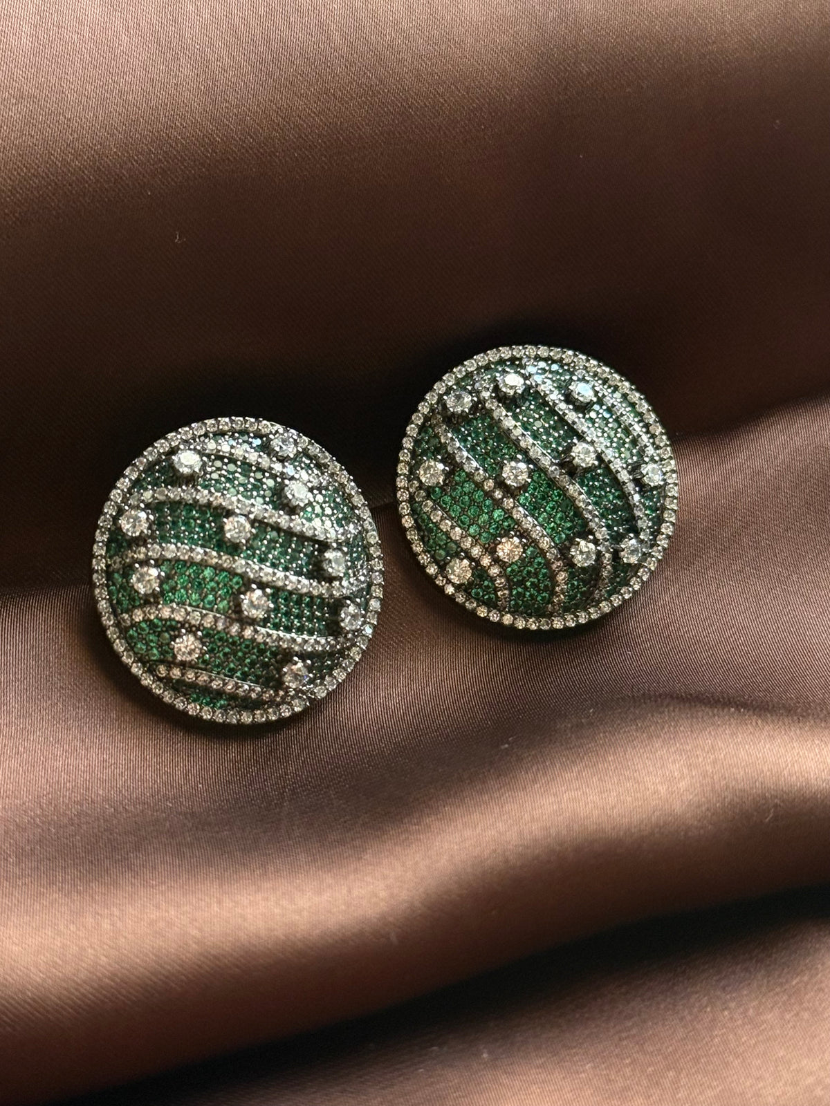 Emerald Striped Crystal Earrings