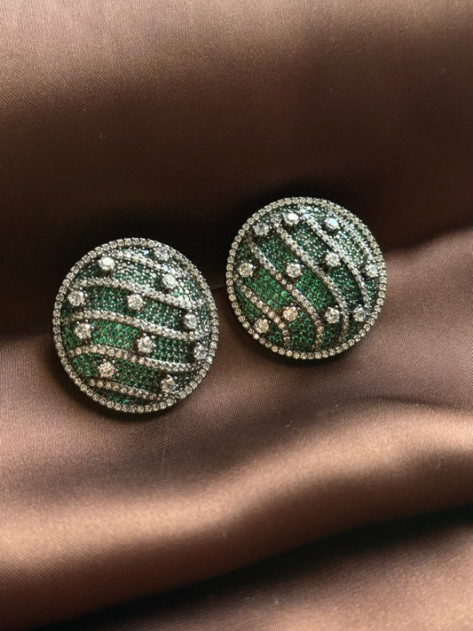 Emerald Striped Crystal Earrings