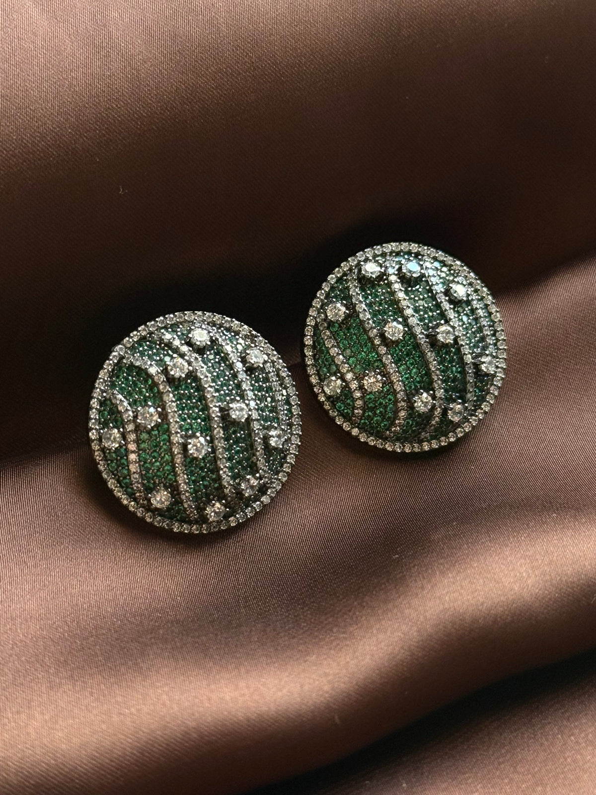Emerald Striped Crystal Earrings
