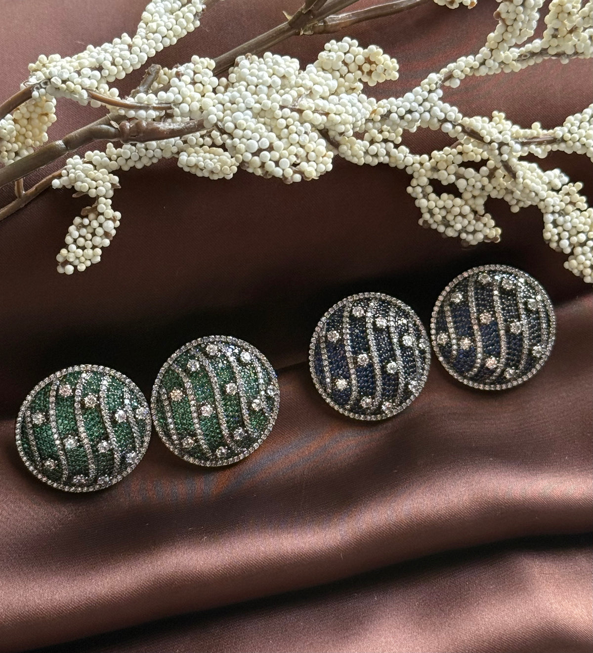 Emerald Striped Crystal Earrings