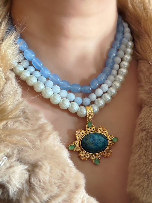 AB Blue Beads Necklace