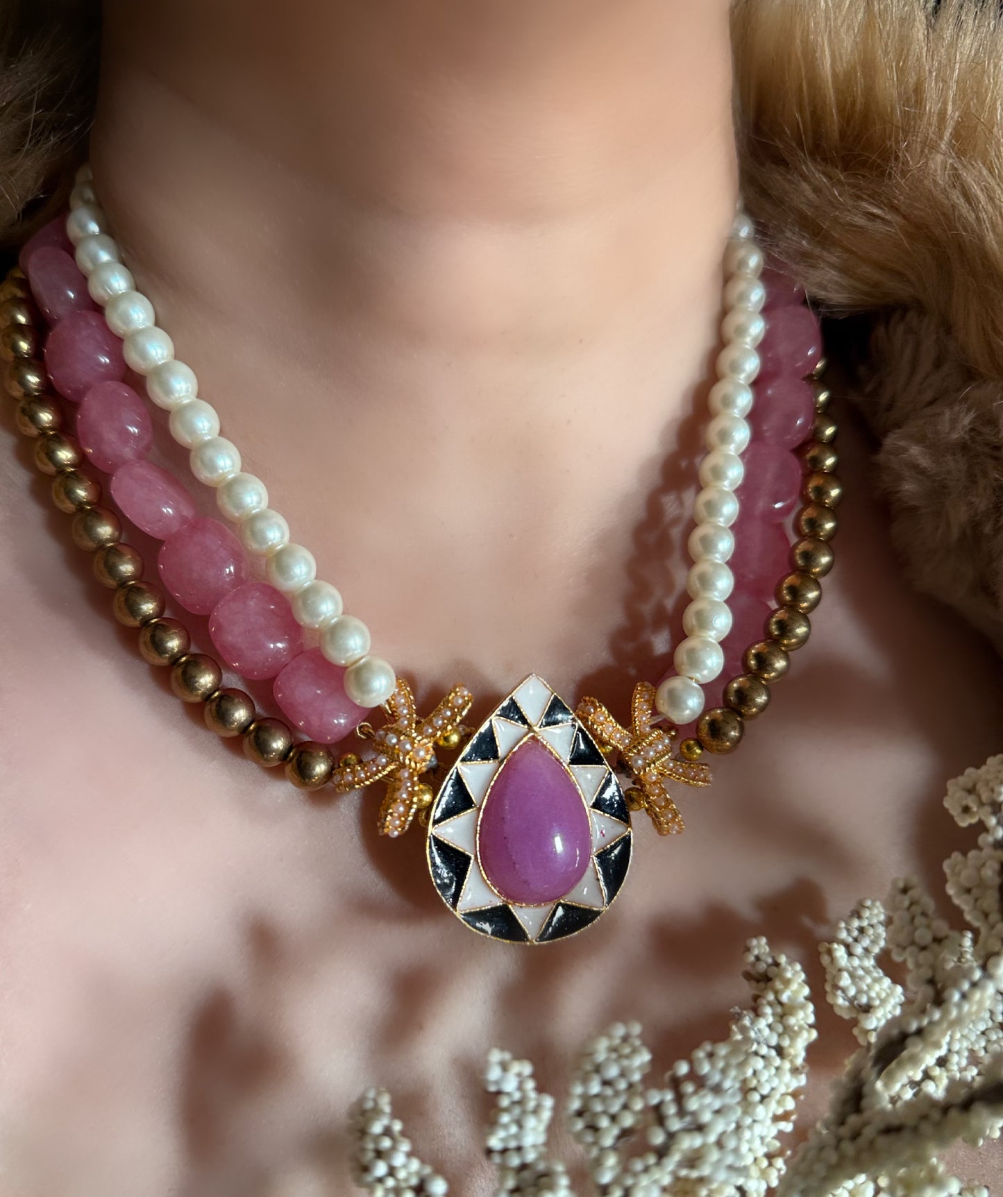 AB Pink Zebra Necklace