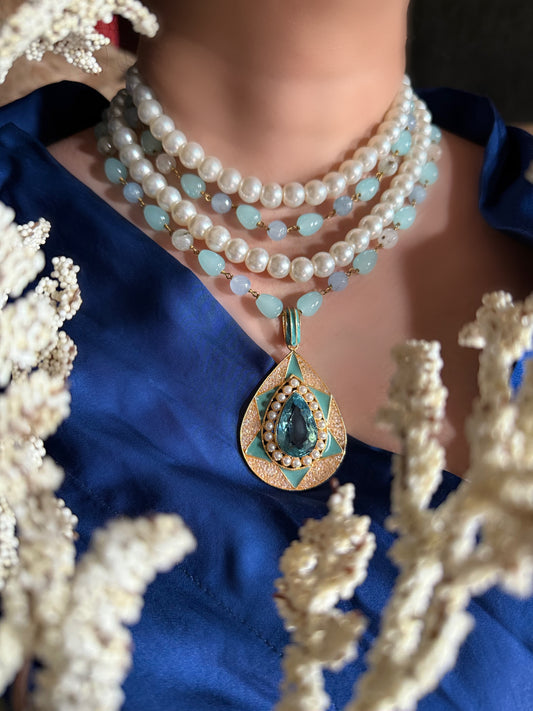 AB Aqua Pearl Necklace