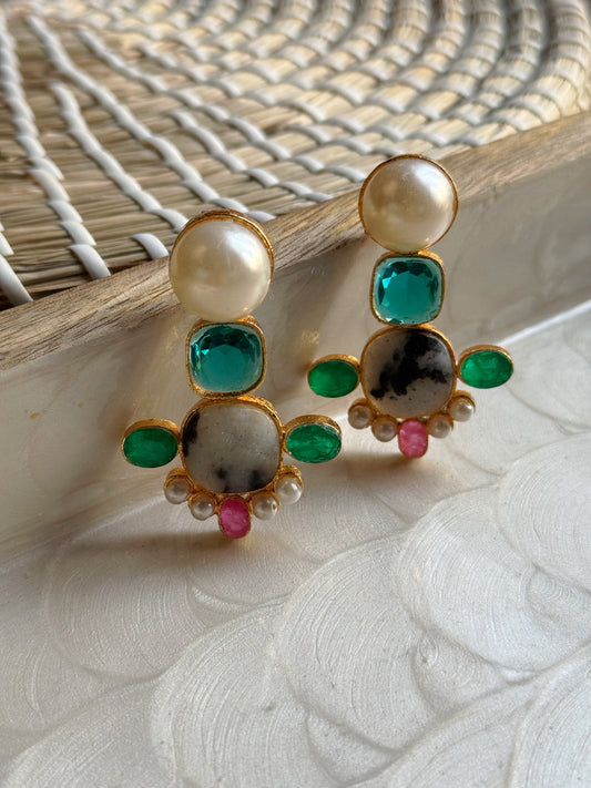 AB Pearl & Aqua Earrings