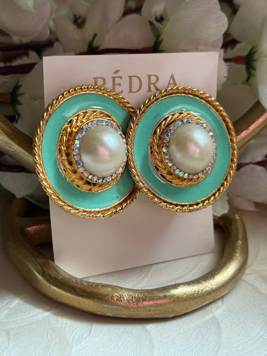 AB Mint & Pearl Earrings