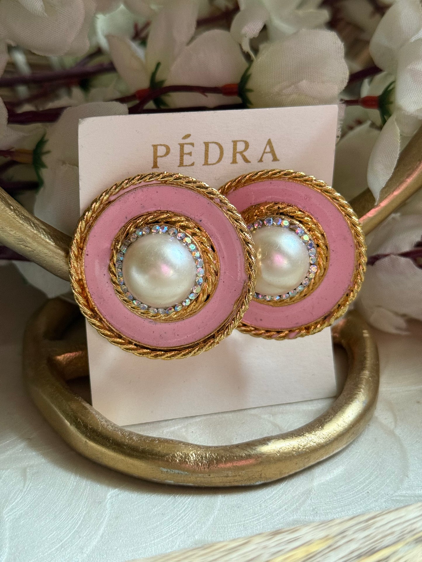 AB Pink & Pearl Earrings