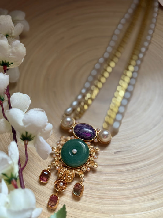 AB Mint & Magenta Chain Mala