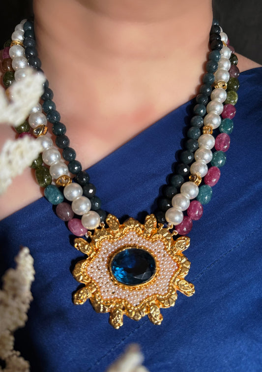 AB Blue Multi Long Necklace