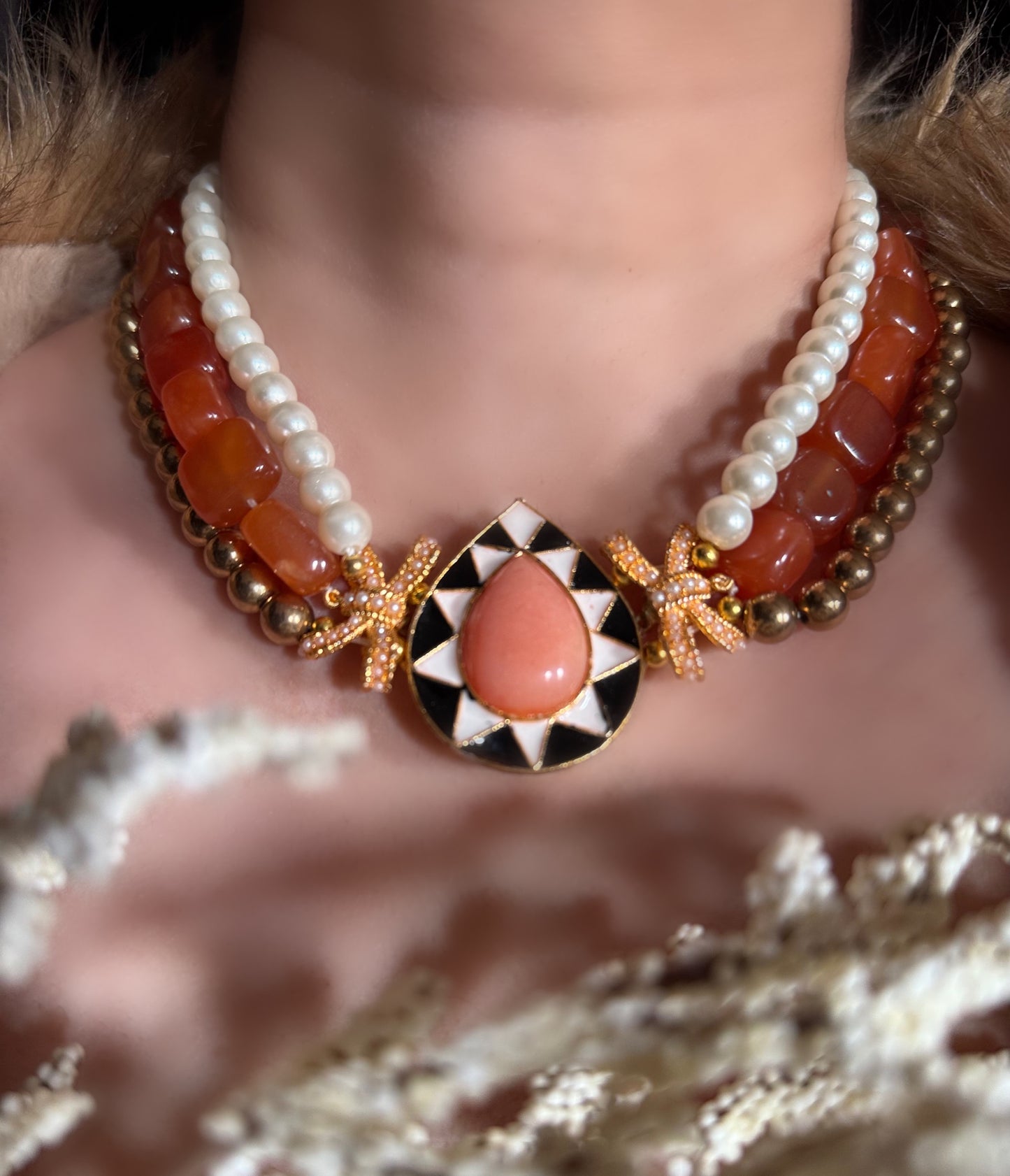 AB Orange Zebra Necklace