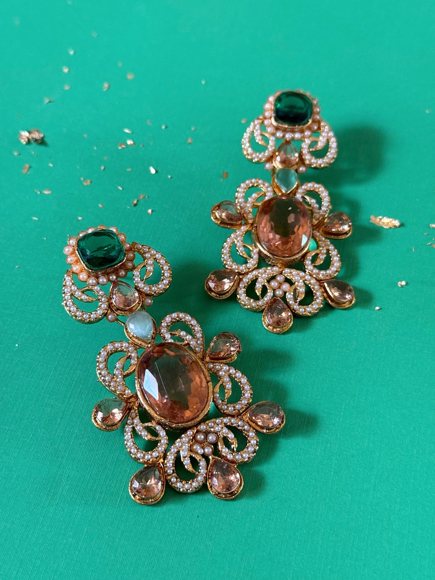 Green & Champagne Earrings