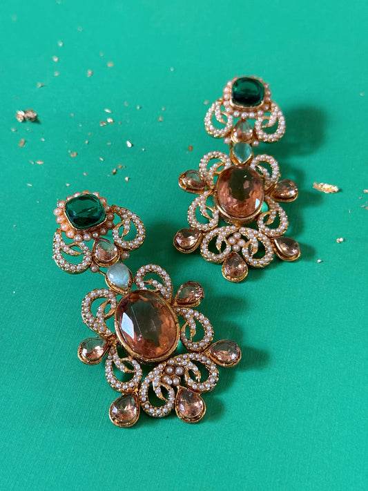 Green & Champagne Earrings