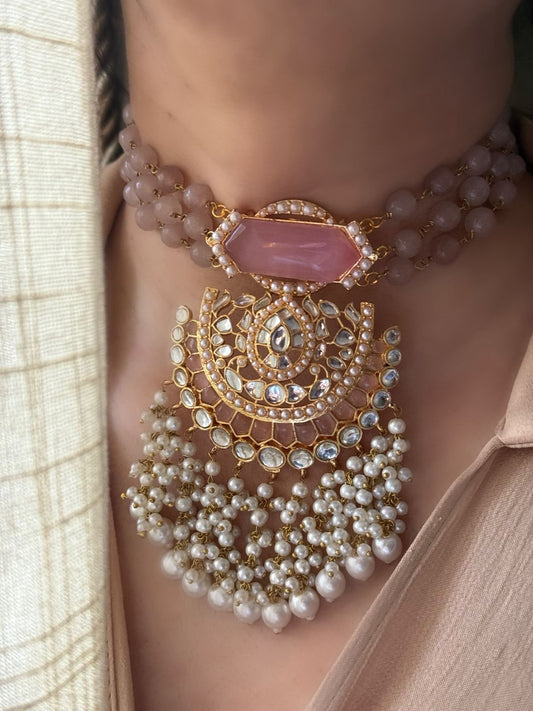 A Pink, Mint & Blue Kundan Choker